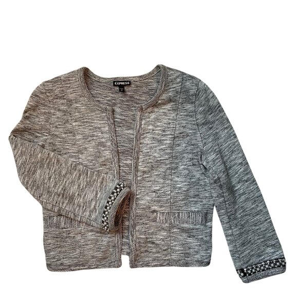 Express Beaded Open Front Cardigan Blazer Jacket Size XS - Picture 4 of 9